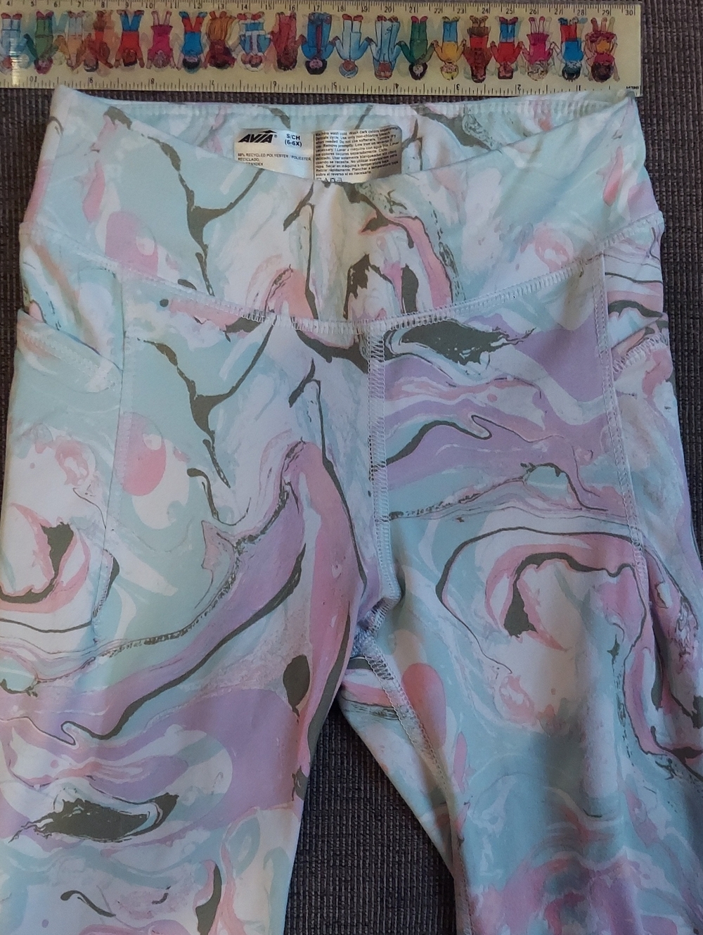 Avia Marble-Print Leggings in Pastel Pink, Mint & Lavender